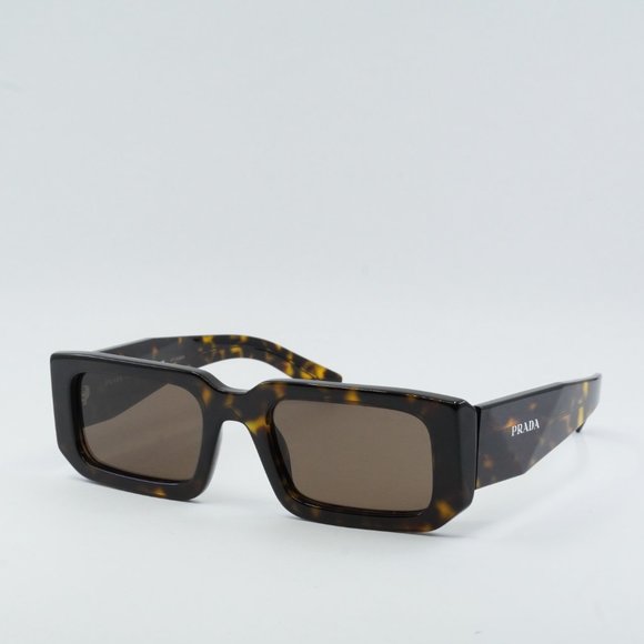 PRADA PR06YS 2AU8C1 SUNGLASSES tortoise shell rectangular sleek frames - Picture 2 of 10